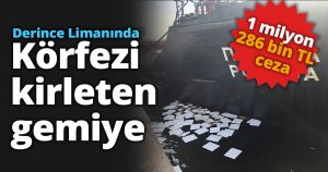 Derince Limanında Körfezi  kirleten gemiye 1 milyon 286 bin TL ceza