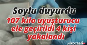 Bakan Soylu duyurdu: 107 kilo uyuşturucu ele geçirildi, 4 kişi yakalandı