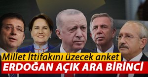 Millet İttifakını üzecek anket! Erdoğan açık ara birinci