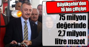 Büyükşehir’den 16 bin çiftçiye 75 milyon değerinde 2,7 milyon litre mazot