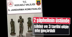 2 şüphelinin üstünde sikke ve 3 tarihi obje ele geçirildi