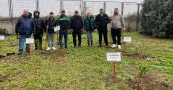  Şehit öğretmenler için stadyum çevresine ağaç diktiler