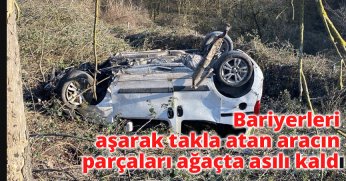 Kaza yapan aracın parçaları ağaçta asılı kaldı: 1'i bebek 4 yaralı