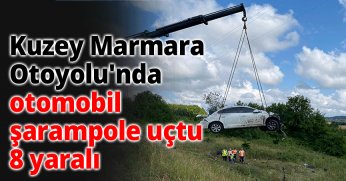 Kuzey Marmara Otoyolu'nda otomobil şarampole uçtu: 8 yaralı