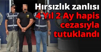 Hırsızlık zanlısı 4 Yıl 2 Ay hapis cezasıyla tutuklandı