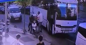 Trafik magandası kuryeye dehşeti yaşattı