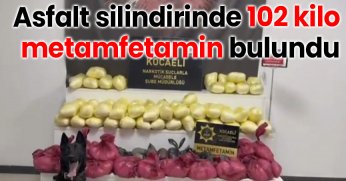 Asfalt silindirinde 102 kilo metamfetamin bulundu
