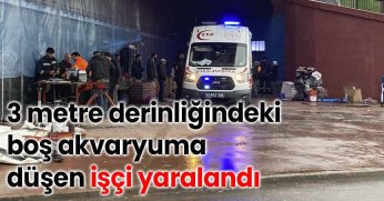 3 metre derinliğindeki boş akvaryuma düşen işçi yaralandı