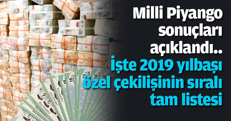 Milli Piyango sonuçları açıklandı.. İşte 2019 yılbaşı özel çekilişinin sıralı tam listesi