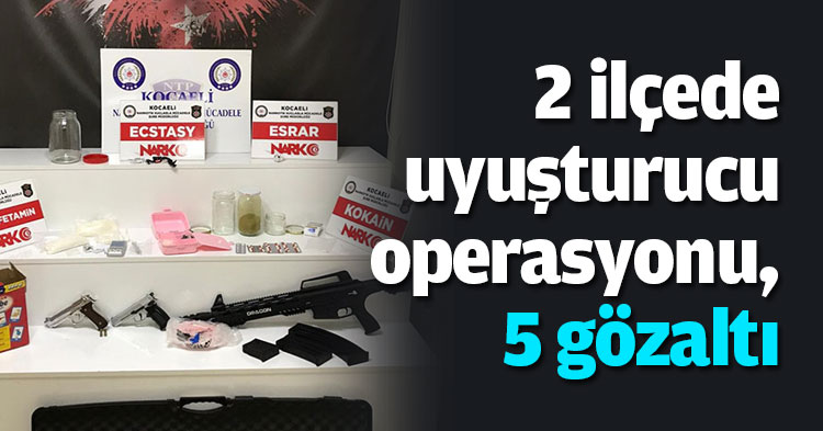 2 ilçede uyuşturucu operasyonu, 5 gözaltı