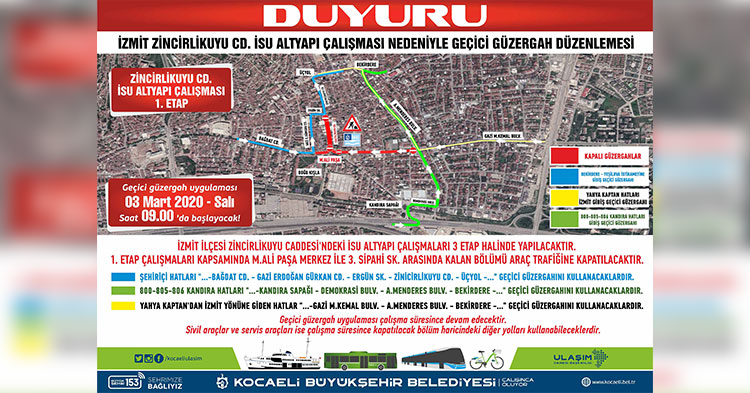 Zincirlikuyu Caddesi için geçici güzergah oluşturuldu