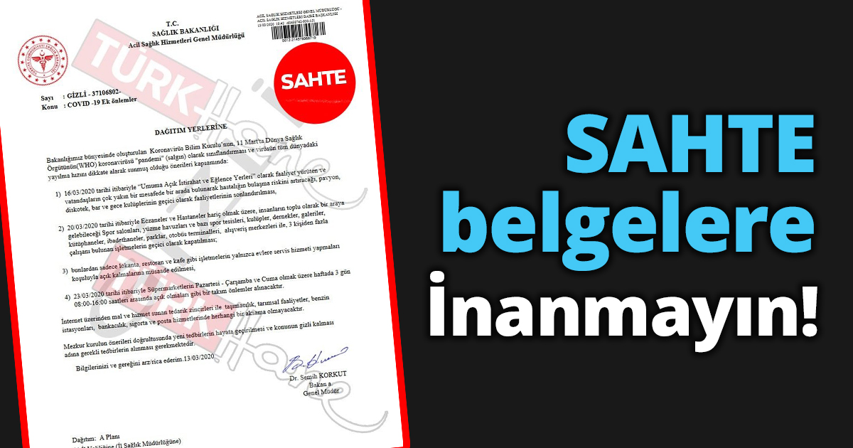 SAHTE belgelere inanmayın