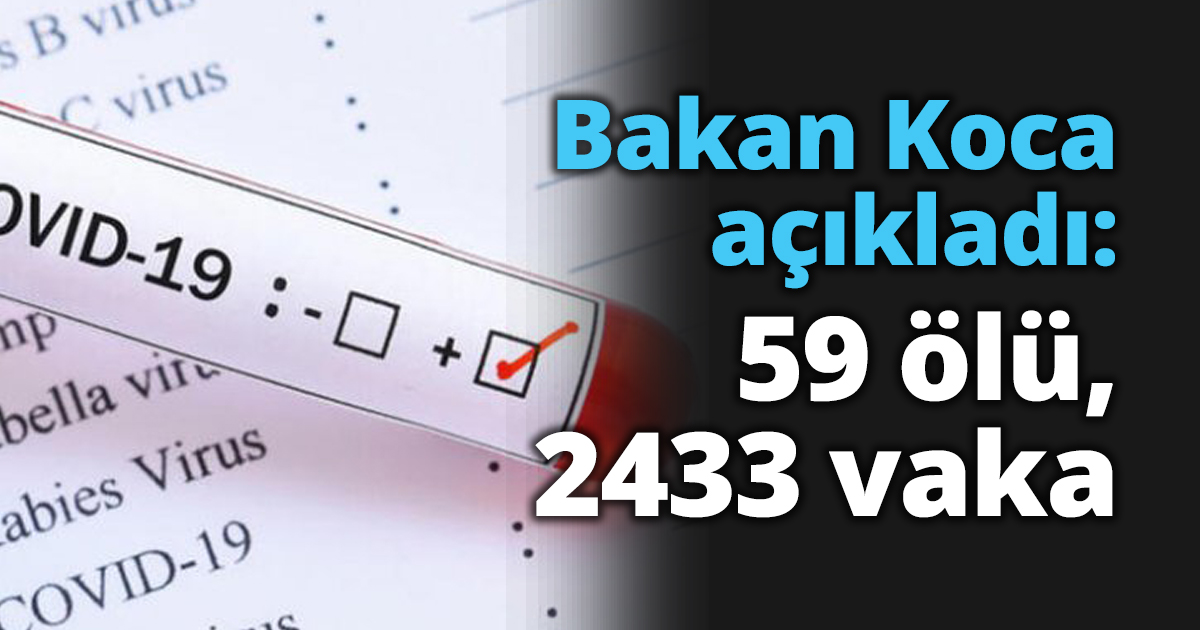 Bakan Koca açıkladı: 59 ölü, 2433 vaka