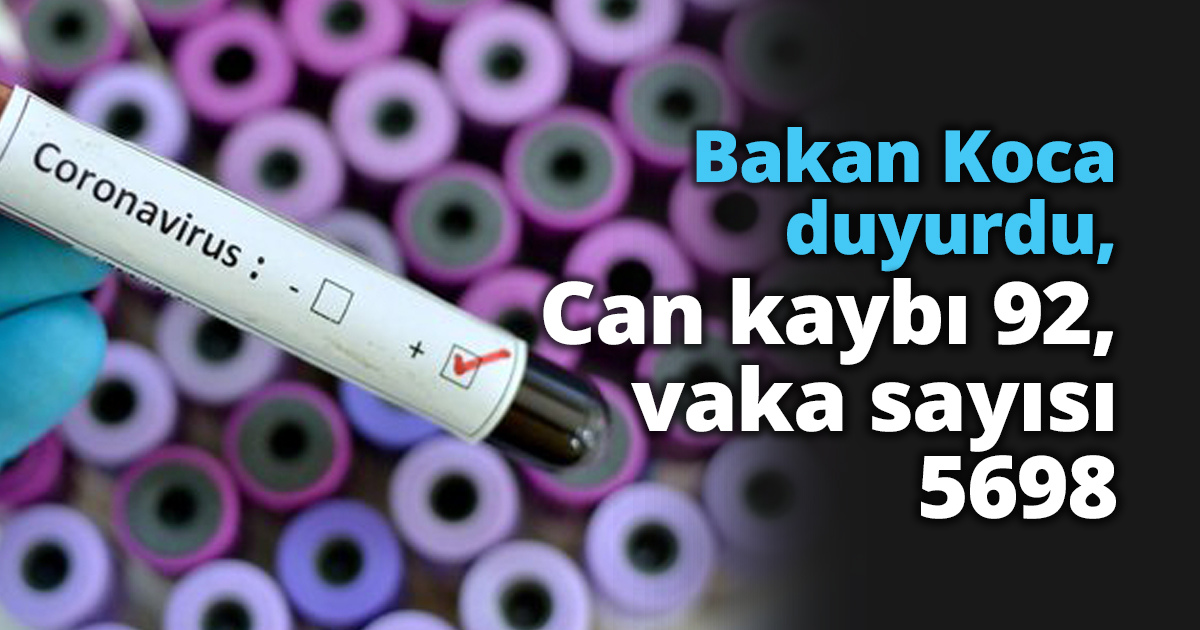 Bakan Koca duyurdu, Can kaybı 92, vaka sayısı 5698