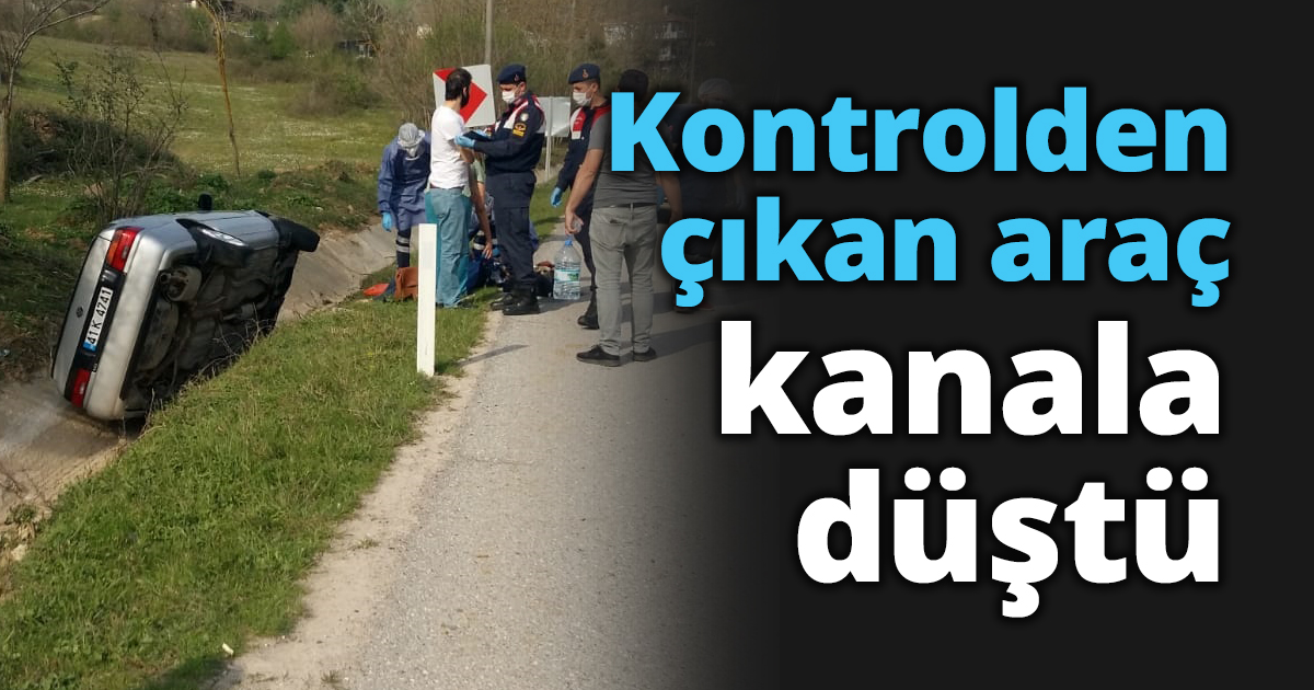 Kontrolden çıkan araç kanala düştü