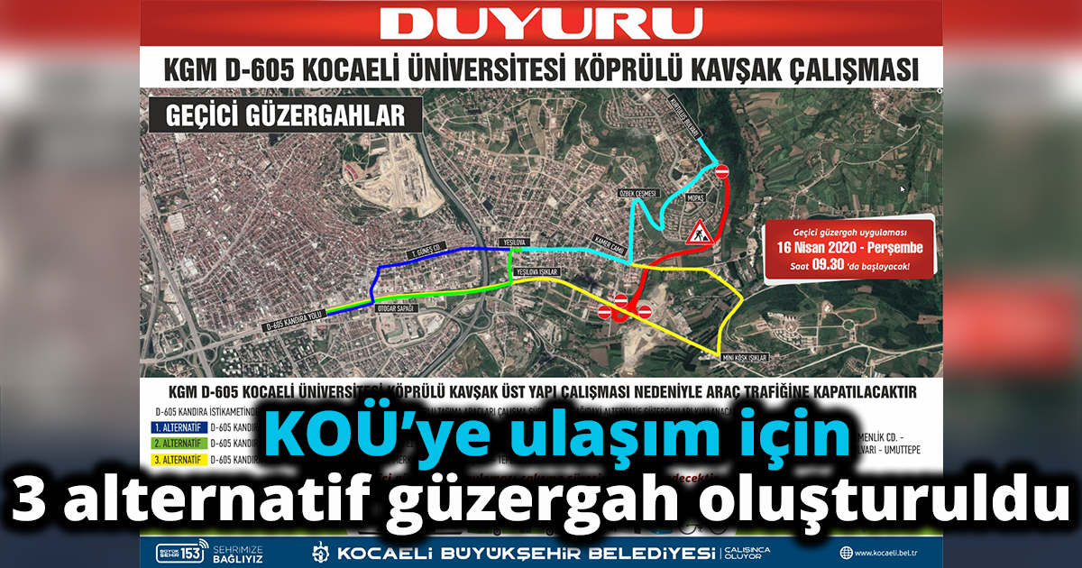 KOÜ’ye ulaşım için 3 alternatif güzergah oluşturuldu   