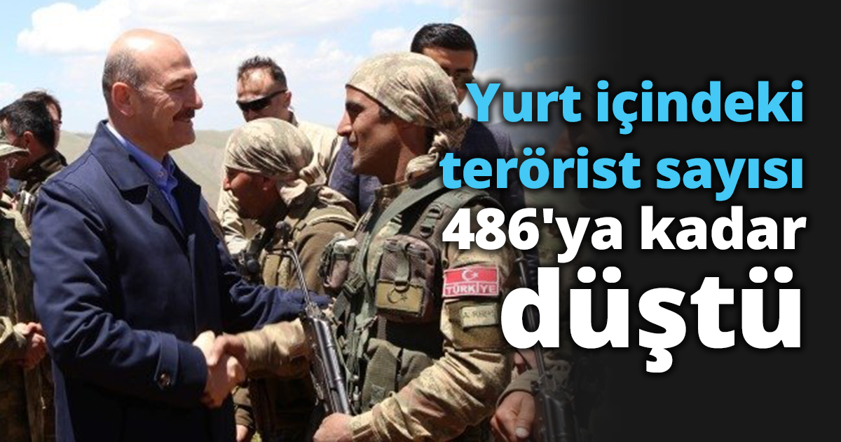 Yurt içindeki terörist sayısı 486'ya kadar düştü