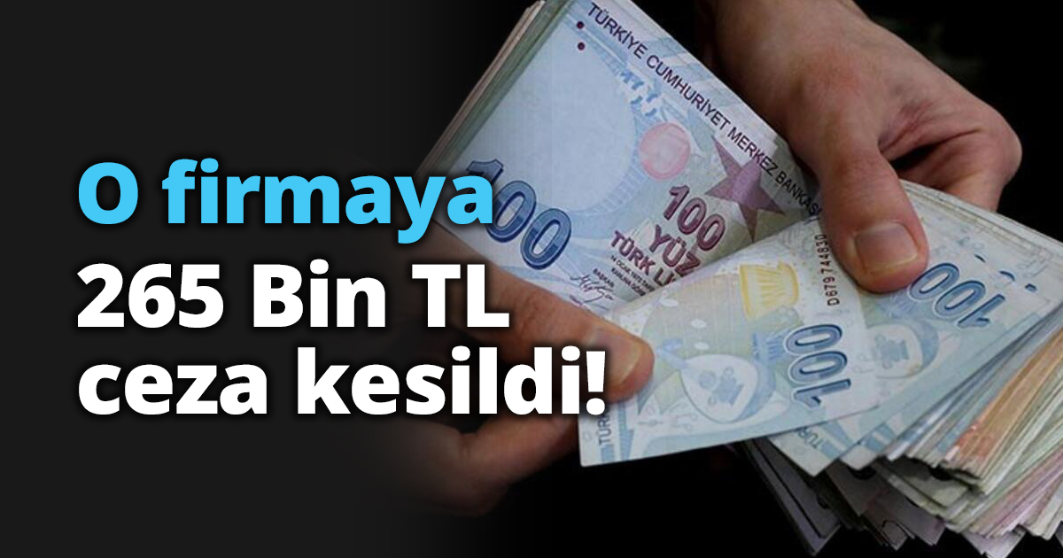 O firmaya 265 Bin TL ceza kesildi!