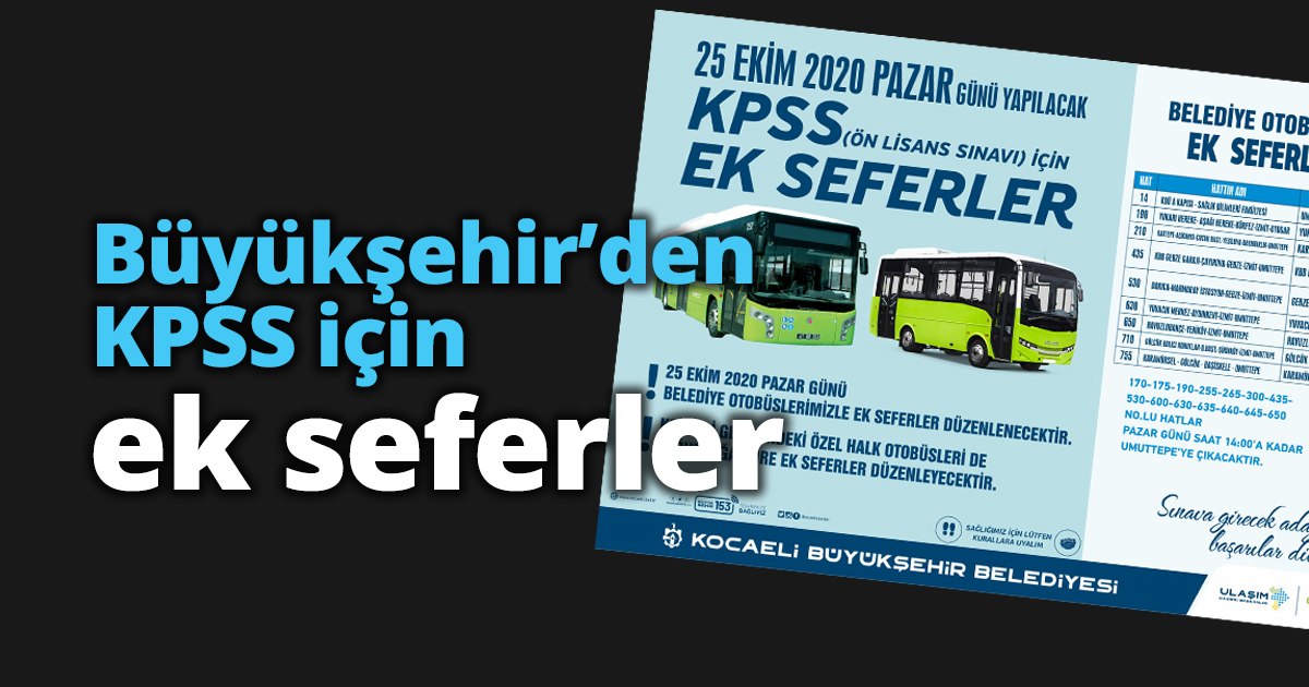 Büyükşehir’den KPSS için ek seferler
