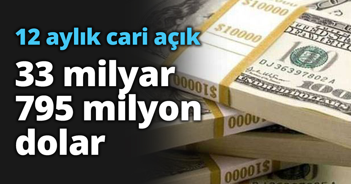 12 aylık cari açık 33 milyar 795 milyon dolar