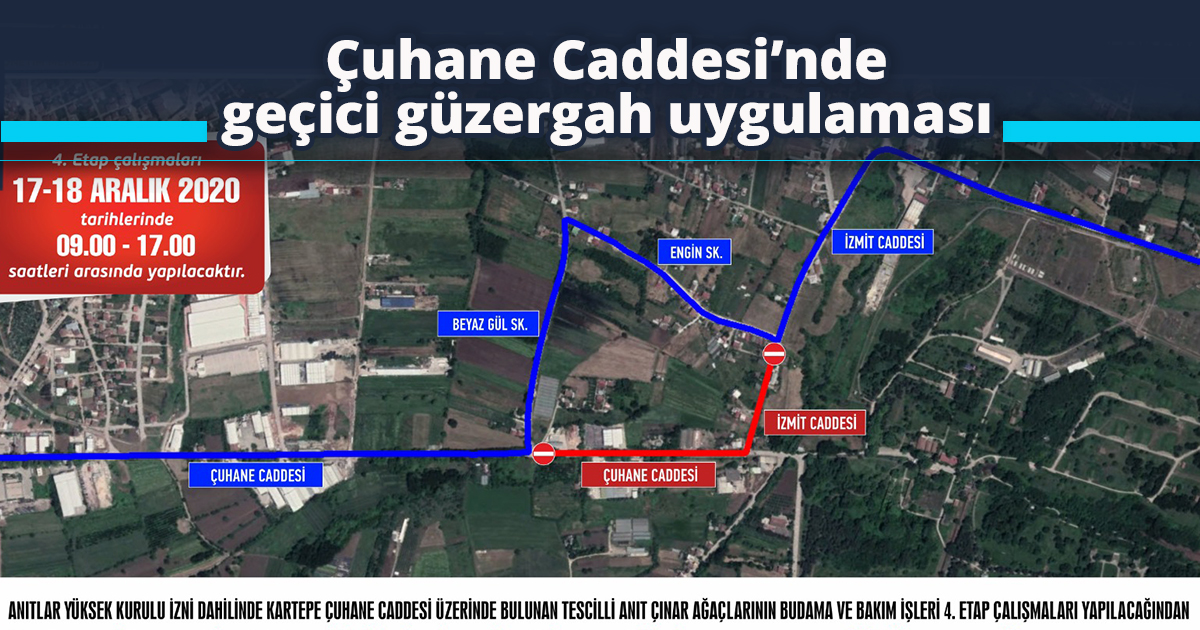 Çuhane Caddesi’nde geçici güzergah uygulaması