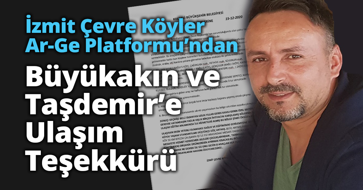 İzmit Çevre Köyler Ar-Ge Platformu’ndan Büyükakın ve Taşdemir’e teşekkür 