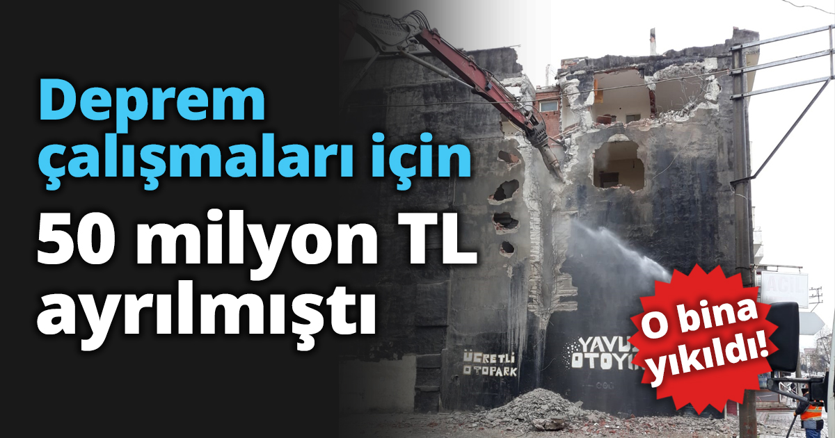 Deprem çalışmaları için 50 milyon TL ayrılmıştı