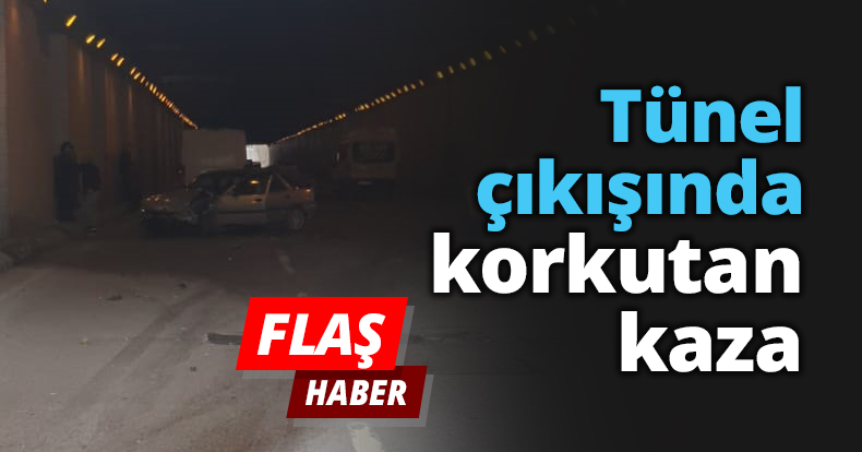 Tünel çıkışında korkutan kaza
