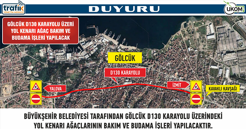 Gölcük D-130 Karayolu’nda ağaçlar budanacak