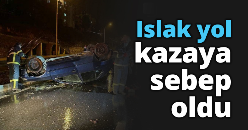 Islak yol kazaya sebep oldu