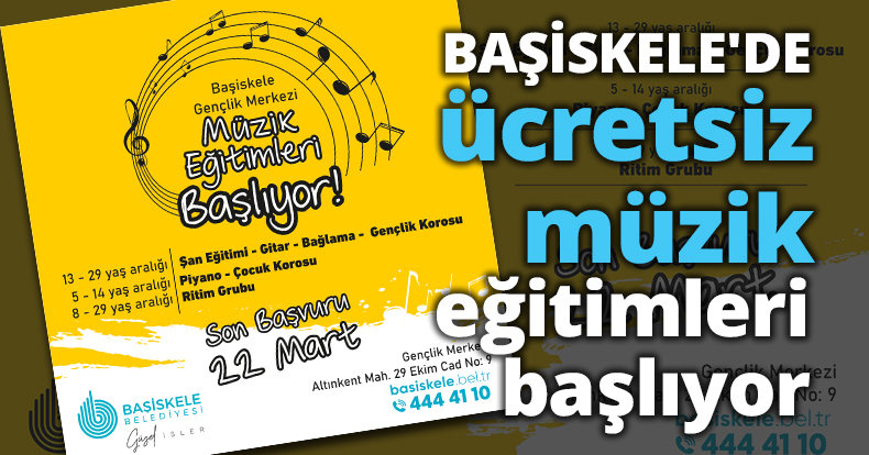 BAŞİSKELE'DE ÜCRETSİZ MÜZİK EĞİTİMLERİ BAŞLIYOR