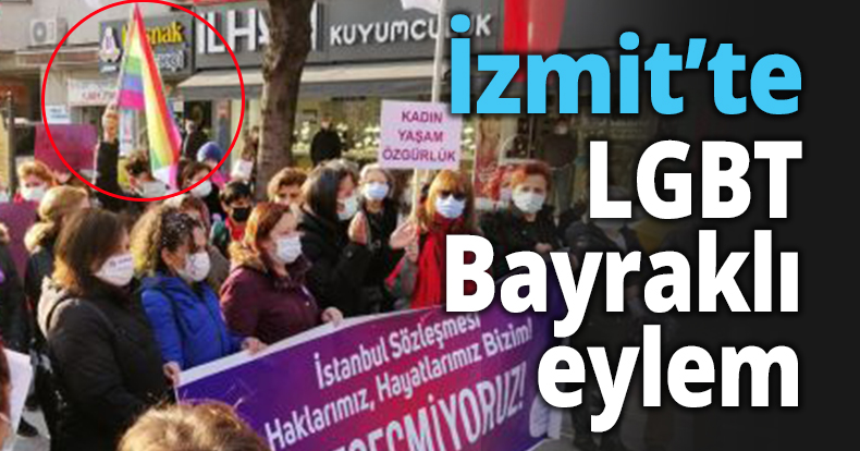 İzmit’te LGBT bayraklı eylem