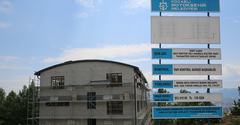 Tavşantepe Cemevi inşaatında dış cephe kaplama tamam