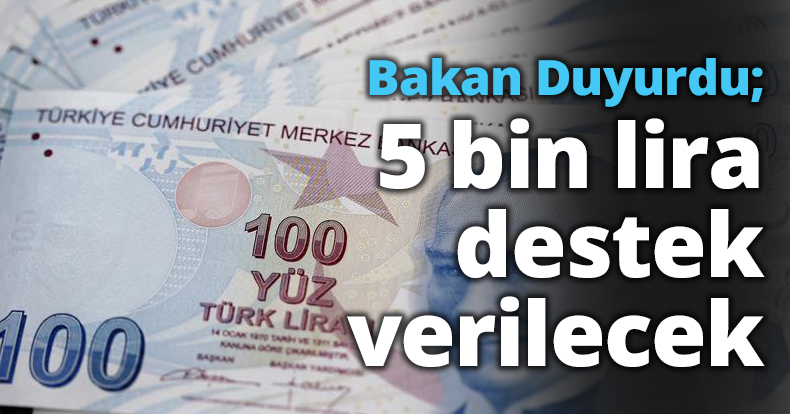 Bakan Duyurdu; 5 bin lira destek verilecek