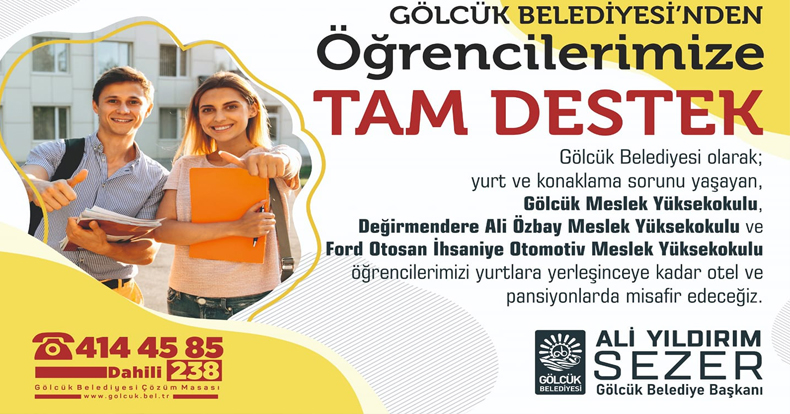 Gölcük Belediyesi'nden öğrencilerimize tam destek