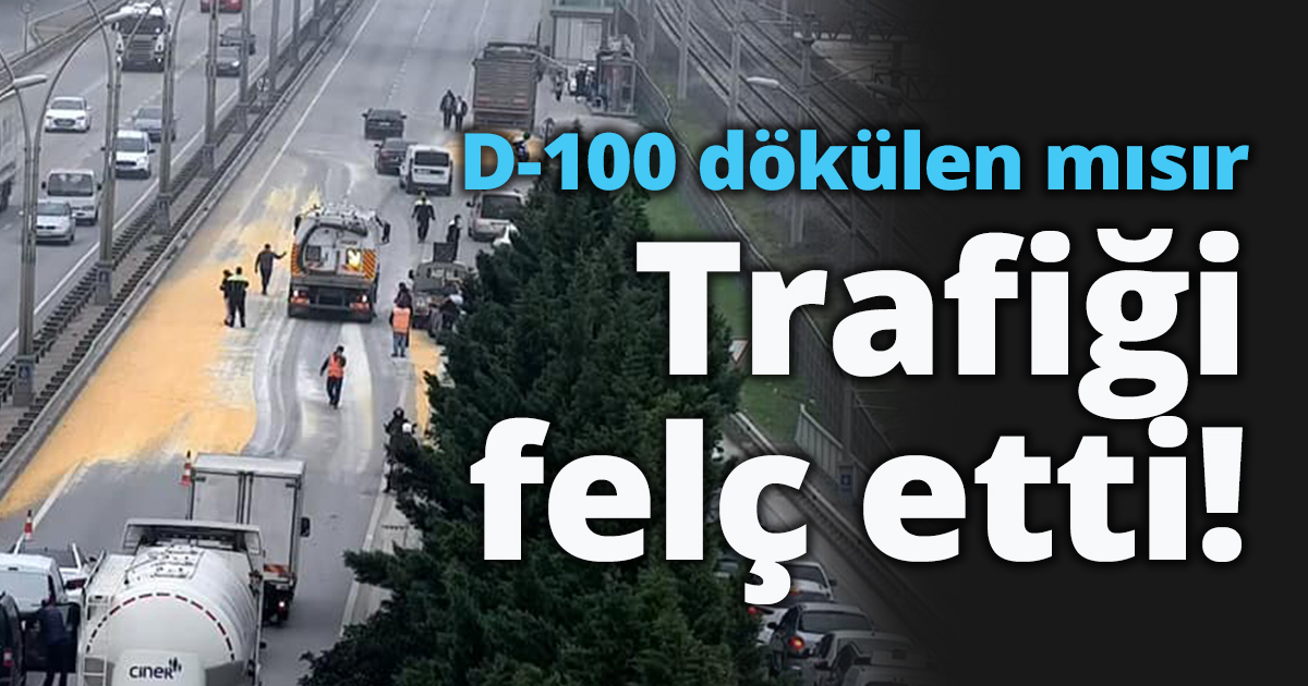 D-100'e dökülen mısır taneleri trafiği felç etti!