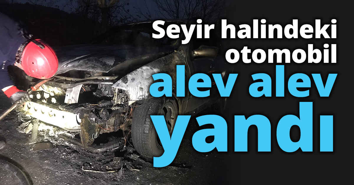 Seyir halindeki otomobil alev alev yandı