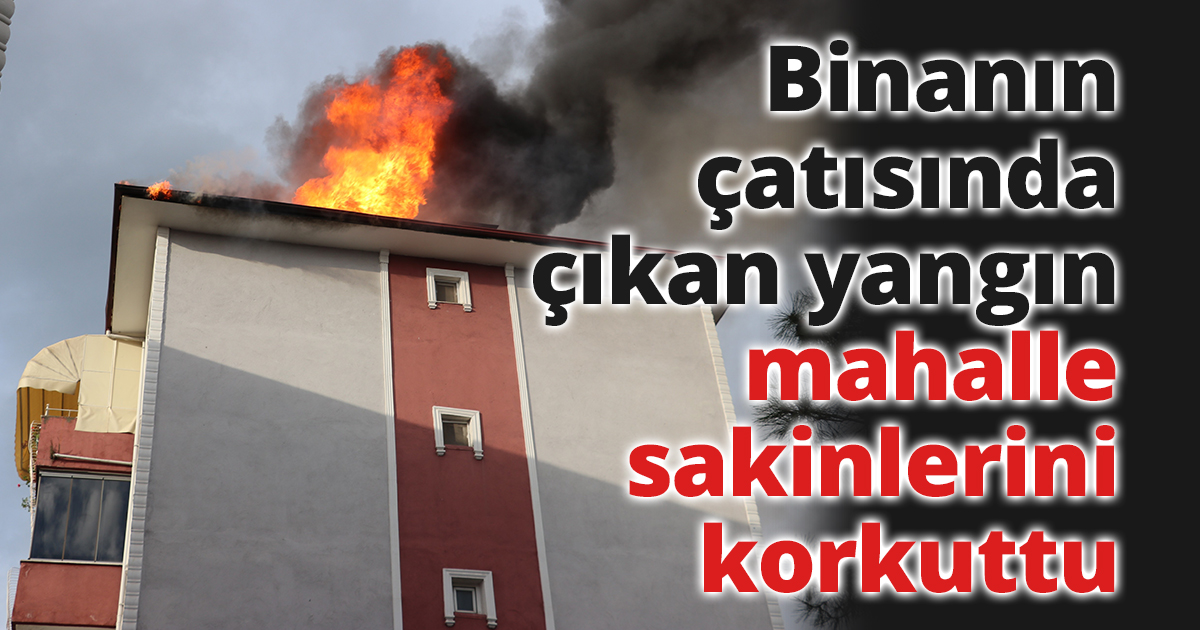 Binanın çatısında çıkan yangın mahalle sakinlerini korkuttu