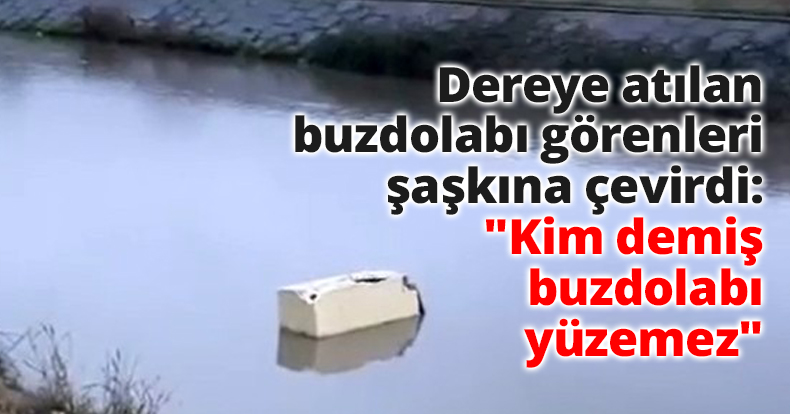 Dereye atılan buzdolabı görenleri şaşkına çevirdi: Kim demiş buzdolabı yüzemez