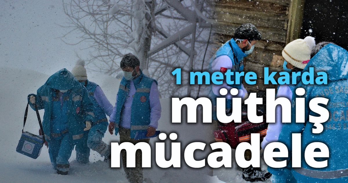 1 metre karda müthiş mücadele