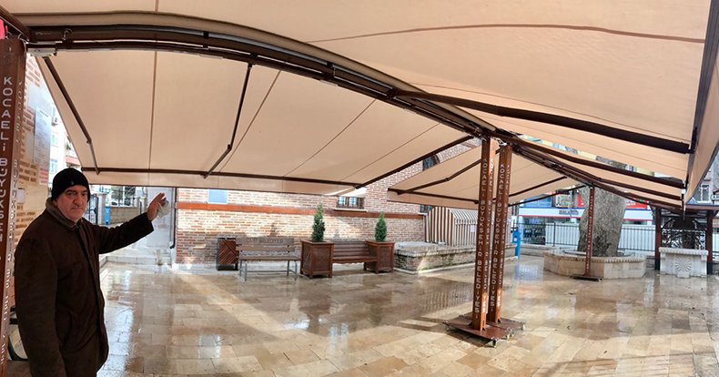 Büyükşehir, Çınarlı Camii’ne pergola sistemi kurdu
