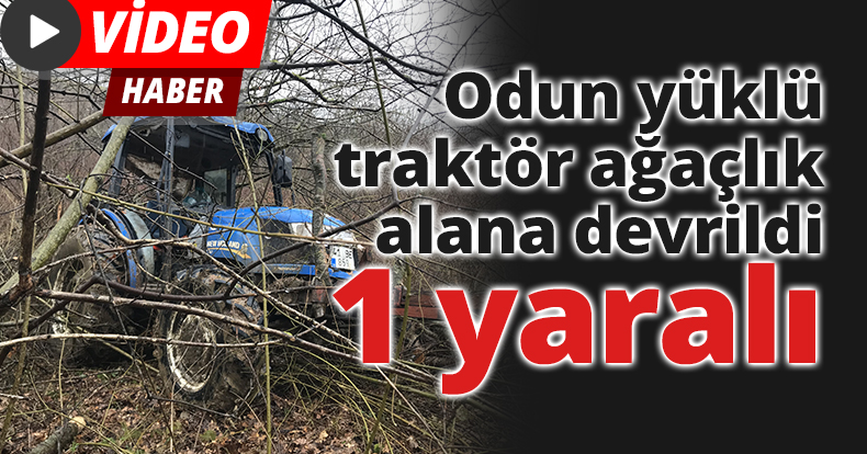 Odun yüklü traktör ağaçlık alana devrildi: 1 yaralı