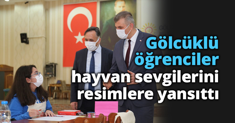 Gölcüklü öğrenciler hayvan sevgilerini resimlere yansıttı