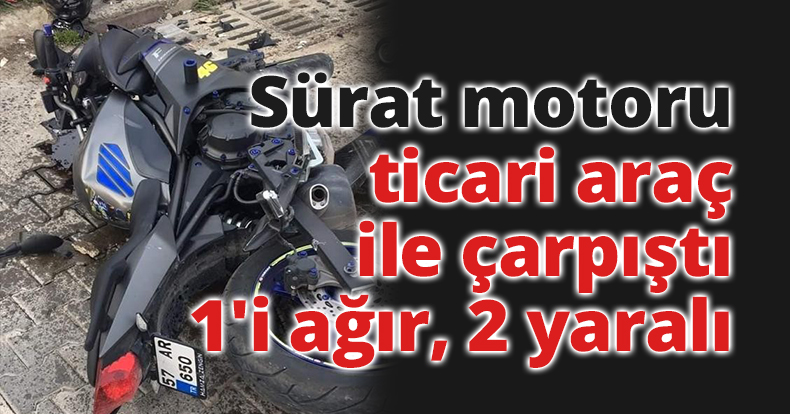 Sürat motoru önce ticari araç ile çarpıştı, sonra bariyerlere girdi: 1'i ağır, 2 yaralı