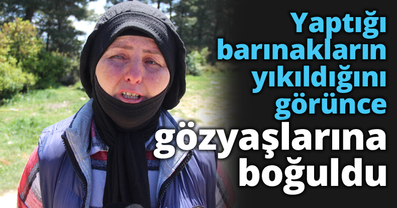 Yaptığı barınakların yıkıldığını görünce, gözyaşlarına boğuldu