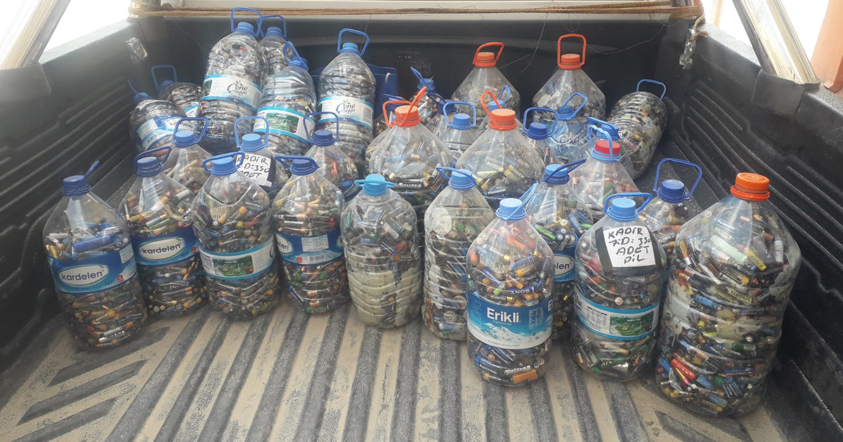 Okullardan 2 ton atıl pil toplandı