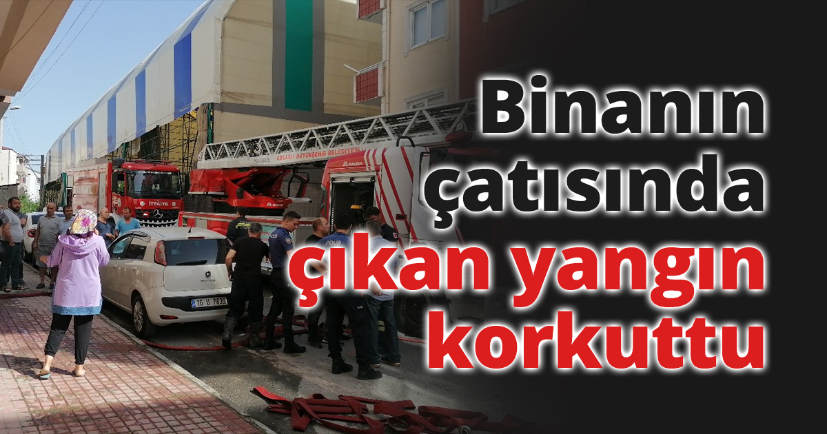 Binanın çatısında çıkan yangın korkuttu