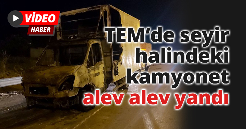 TEM’de seyir halindeki kamyonet alev alev yandı