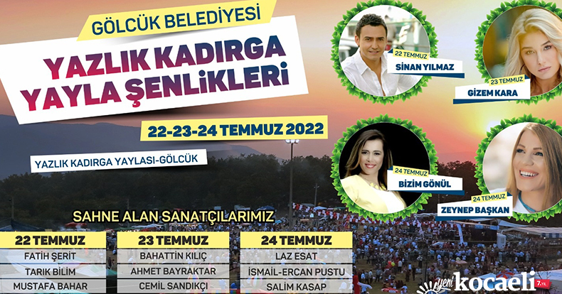 GÖLCÜK BELEDİYESİ KADIRGA ŞENLİKLERİ’NDE MÜZİK ŞÖLENİ BAŞLIYOR