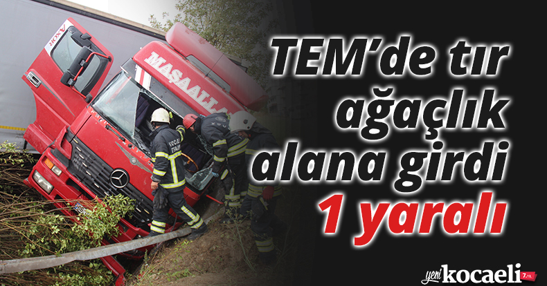Yağış kazayı beraberinde getirdi, TEM’de tır ağaçlık alana girdi: 1 yaralı